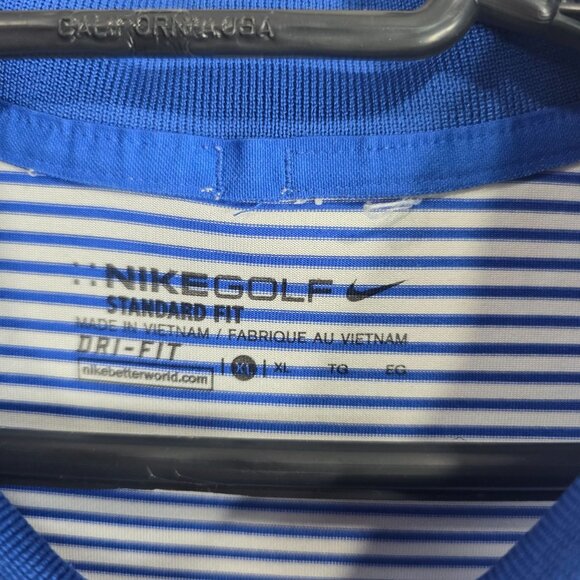 Mens Nike Golf Cubs Blue & White Striped Polo Shirt Short Sleeve Dri-Fit XL - Picture 3 of 9